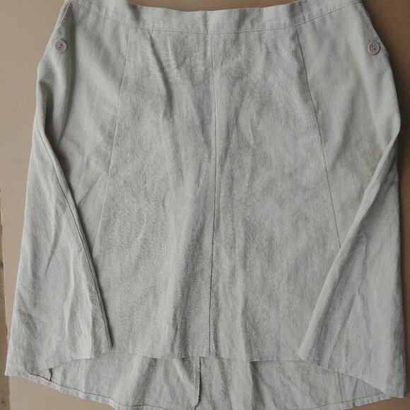 Natural tan cream linen blend skirt pockets 2X - Picture 1 of 7